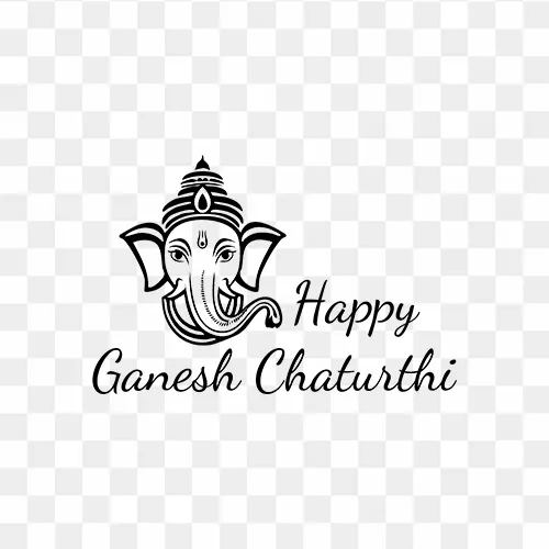 Stylish Happy Ganesh Chaturthi text in calligraphy PNG with ganesha