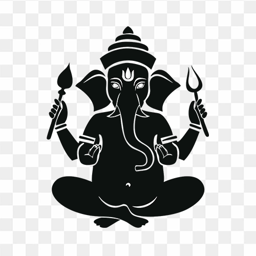Ganesha Silhouette Illustration for Hindu Spirituality PNG Design