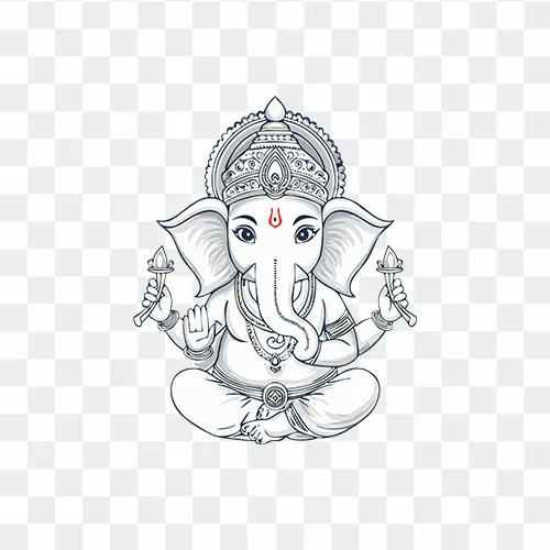 White Ganesha PNG image with transparent background for spiritual use