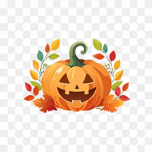 Glowing Halloween pumpkin PNG with light effect transparent