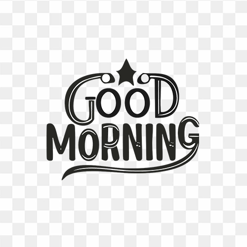 Good Morning stylish black PNG Text