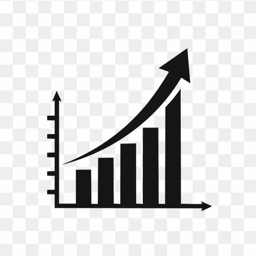 Minimal flat design growth bar graph PNG with transparent background