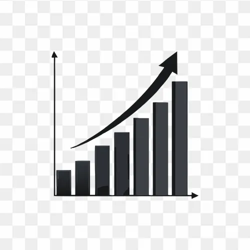 Growth Chart Black Color with Upward Arrow Transparent PNG