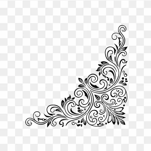 Hand drawn corner decorative floral design free PNG Images