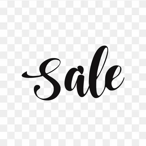 Hand-drawn "sale" lettering typography in black for free download in PNG format