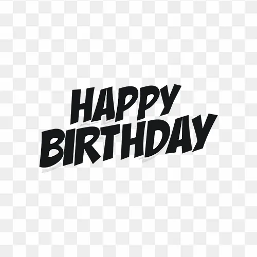 Handwritten style "Happy Birthday" in black text on transparent background