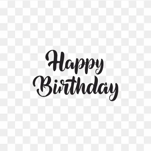 Happy Birthday black text in elegant font with transparent background