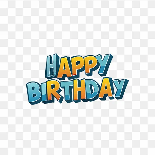 Vibrant Happy Birthday text in colorful letters with transparent background