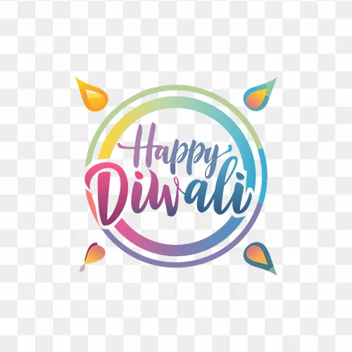 Happy Diwali art with festive decoration design in PNG