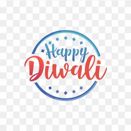 Happy Diwali PNG with colorful lamps and decoration designs