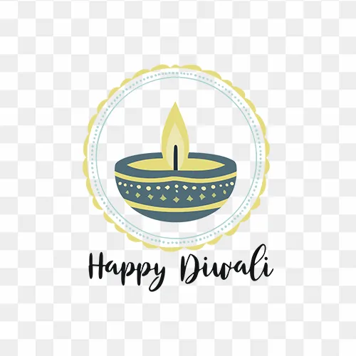 Happy Diwali PNG with glowing diya and colorful festive background