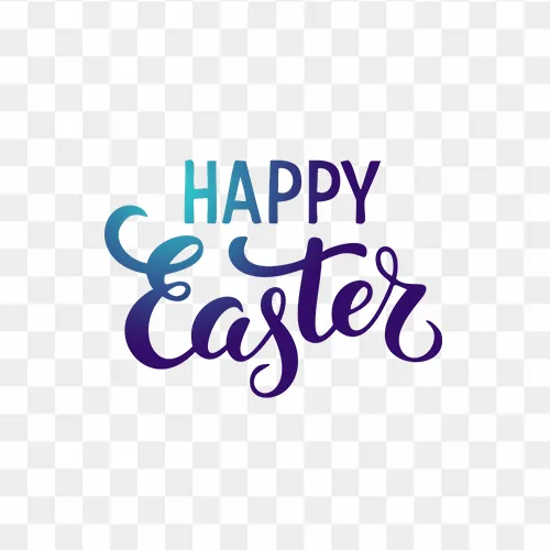 Happy Easter Gradient Calligraphy PNG Text