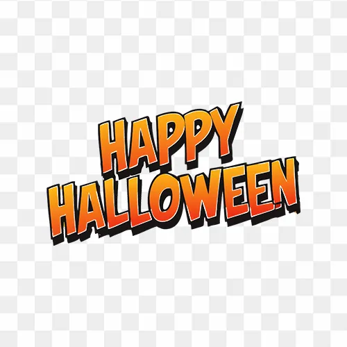 Elegant Happy Halloween calligraphy text PNG with transparent background