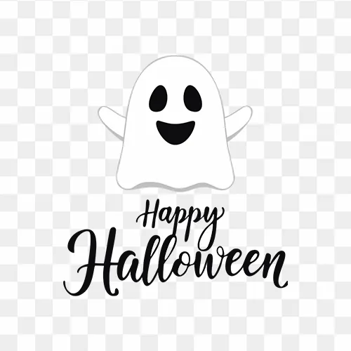 Happy Halloween with Ghost Clipart PNG, cute ghost, spooky ghost, transparent background