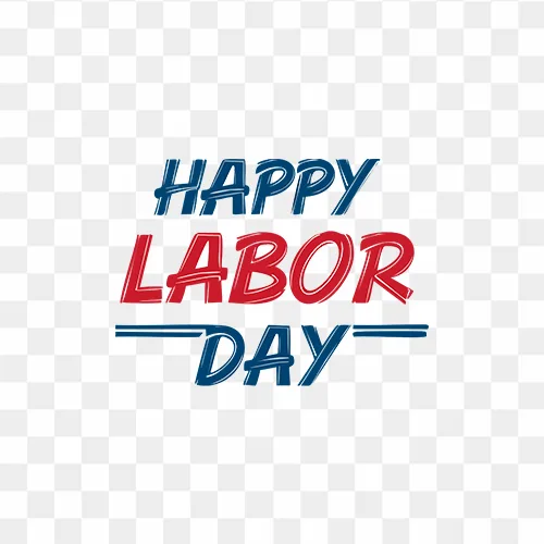 Happy Labor Day calligraphy text red and blue color free PNG Images