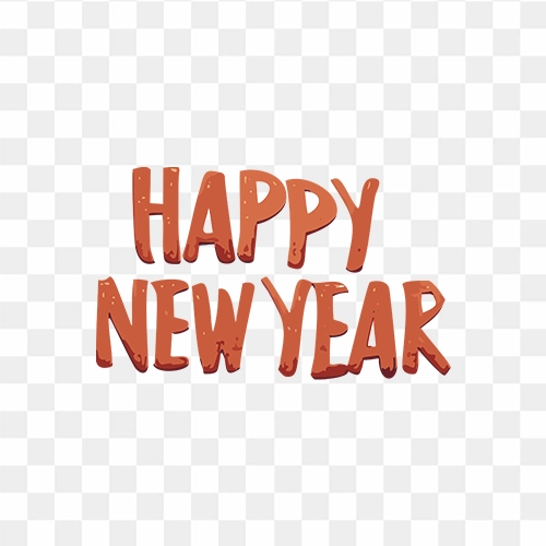Stylish Happy New Year text PNG image with transparent background