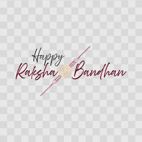 Happy raksha Bandhan Calligraphy Text with Rakhi PNG
