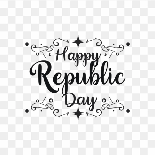 Happy Republic Day Stylish black Text Free Royalty free Stock PNG
