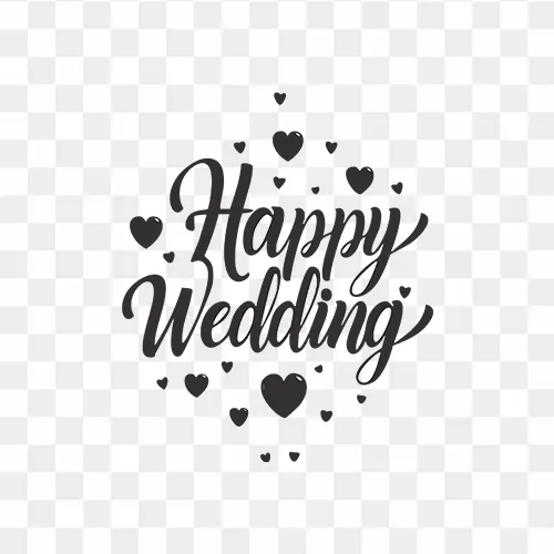 Transparent Happy Wedding PNG decorative text for design