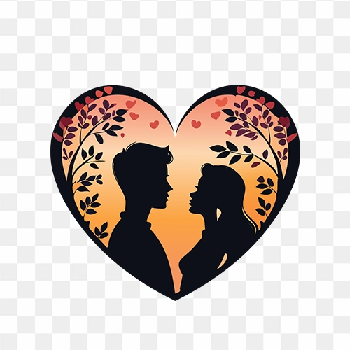 Heart shaped picture of couple in love free transparent PNG