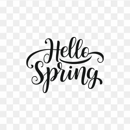 Elegant hello spring calligraphy PNG with transparent background
