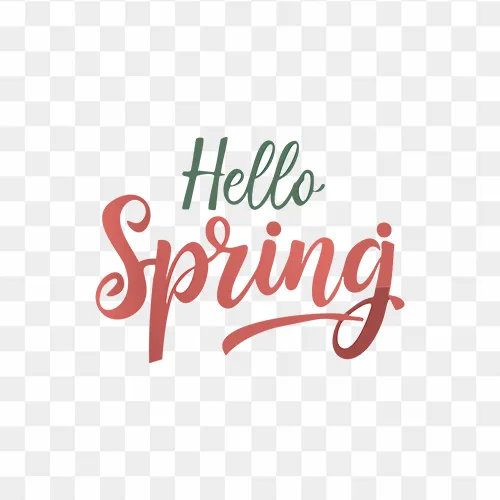 Hello spring calligraphy PNG text effect transparent background