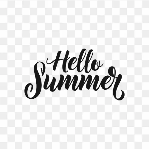 Hello Summer Black Cursive Text PNG Free