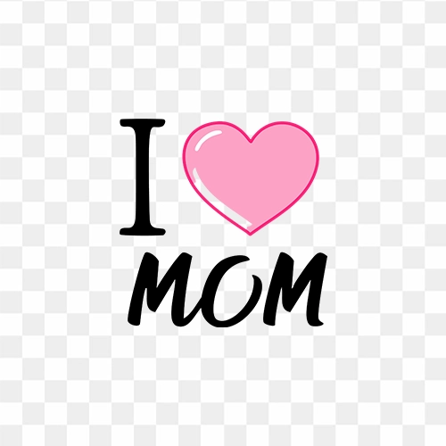 I Love Mom Art PNG Images