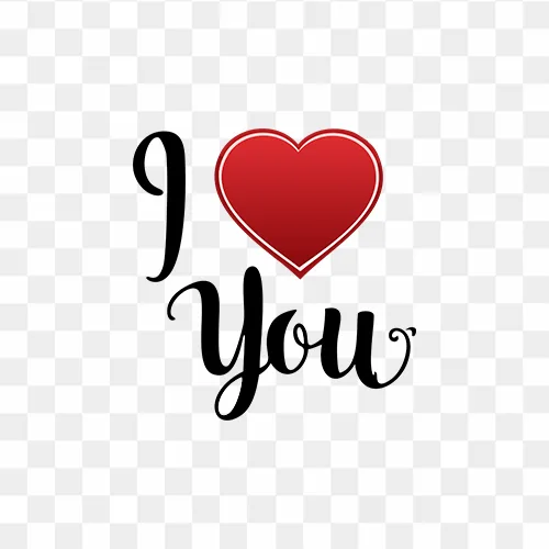 I Love You with RED heart Shape Free Transparent PNG