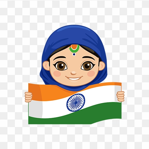Kids with indian flag HD png Clipart