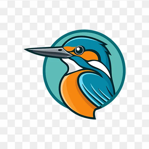 Kingfisher bird mascot logo free PNG