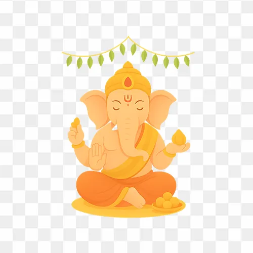 Lord Ganesha vector illustration with modak free PNG Images