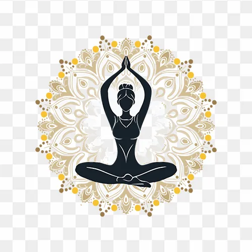 Yoga lotus pose PNG with mandala design and transparent background