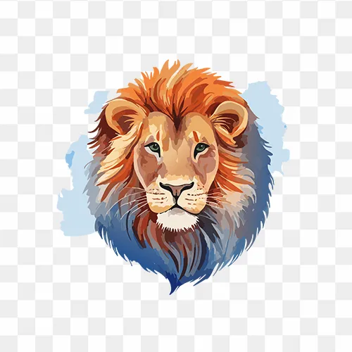 majestic watercolor lion head clipart PNG