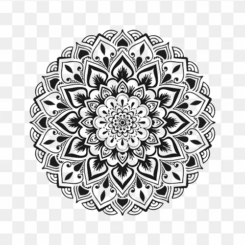 Mandala art outline isolated on transparent background