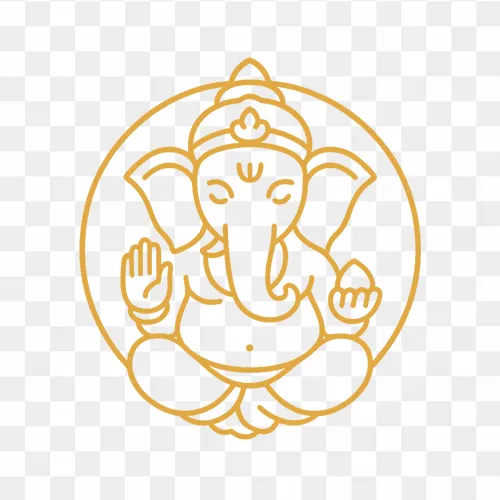 Minimal flat design of Ganesha icon free png