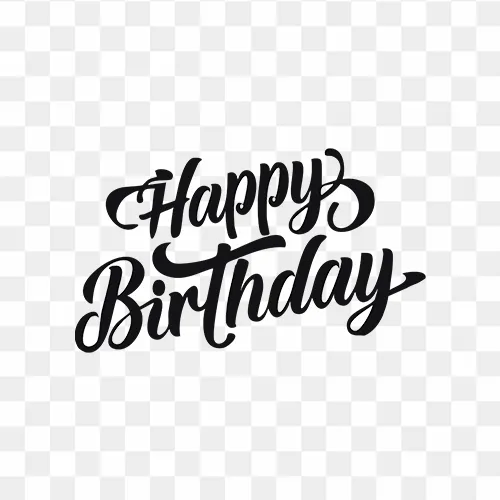 Simple Happy Birthday message in black text PNG format