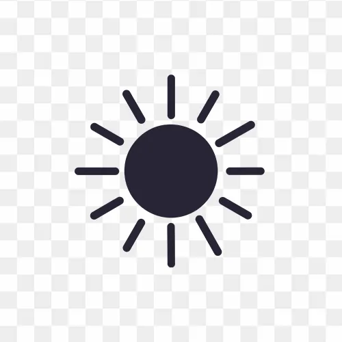 Minimalist flat sun icon design with clean yellow circle and soft rays
