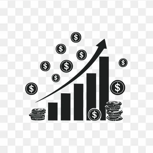 Money growth graph with black colour free PNG images
