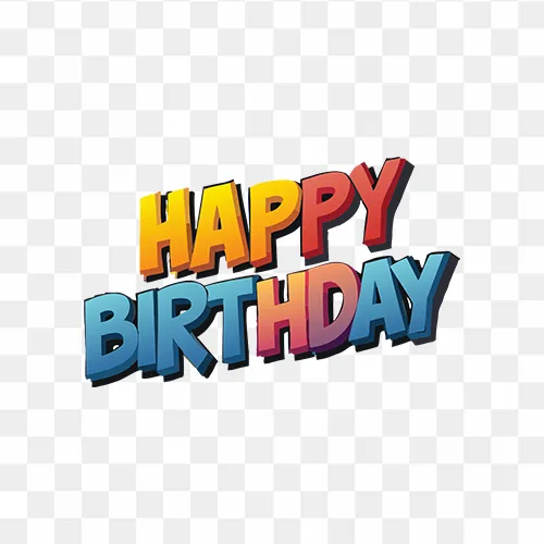 Rainbow-colored Happy Birthday text in PNG format