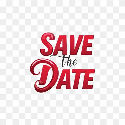 Red and Black Save the Date design free PNG