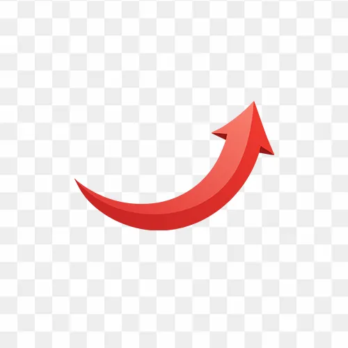 Red curved arrow pointing upwards transparent PNG