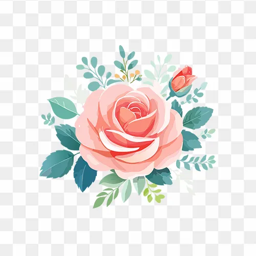 Beautiful rose flower watercolor design in PNG format for free download
