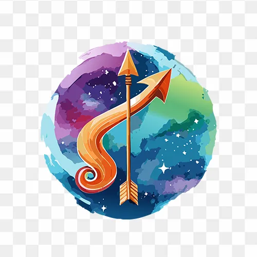 Sagittarius zodiac sign and arrow astrology symbol in PNG format for free download