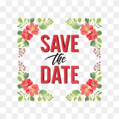 Save the date with flower design free transparent PNG