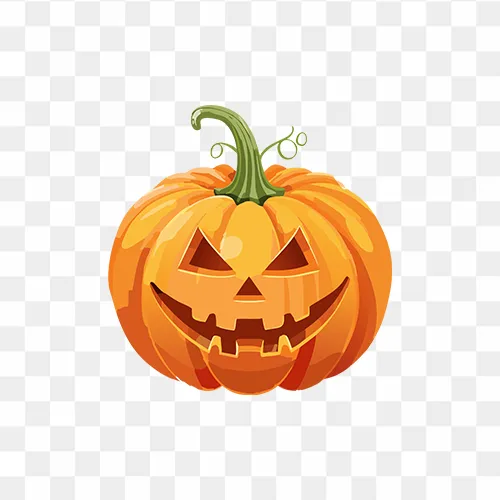 Scary carved pumpkin face PNG with transparent background