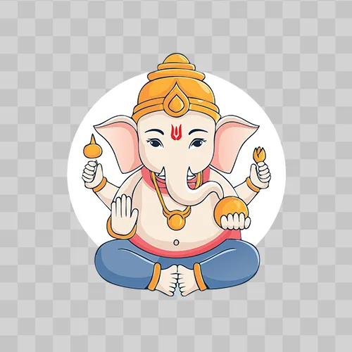 Simple flat vector illustration of Lord Ganesha with bold outlines PNG Images