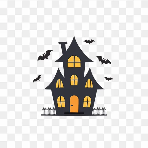 Spooky haunted ghost house PNG free with transparent background