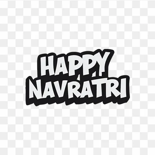 Traditional-style bold Happy Navratri Hindi calligraphy PNG in black and white