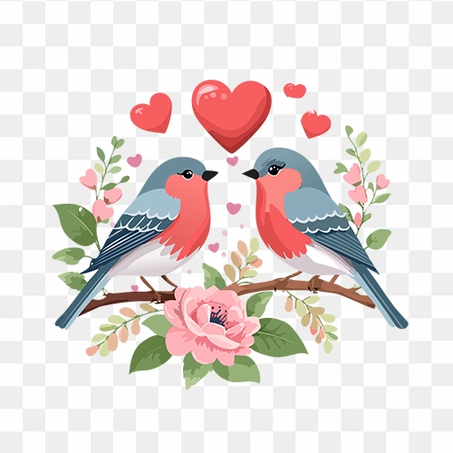 Valentine's Birds PNG